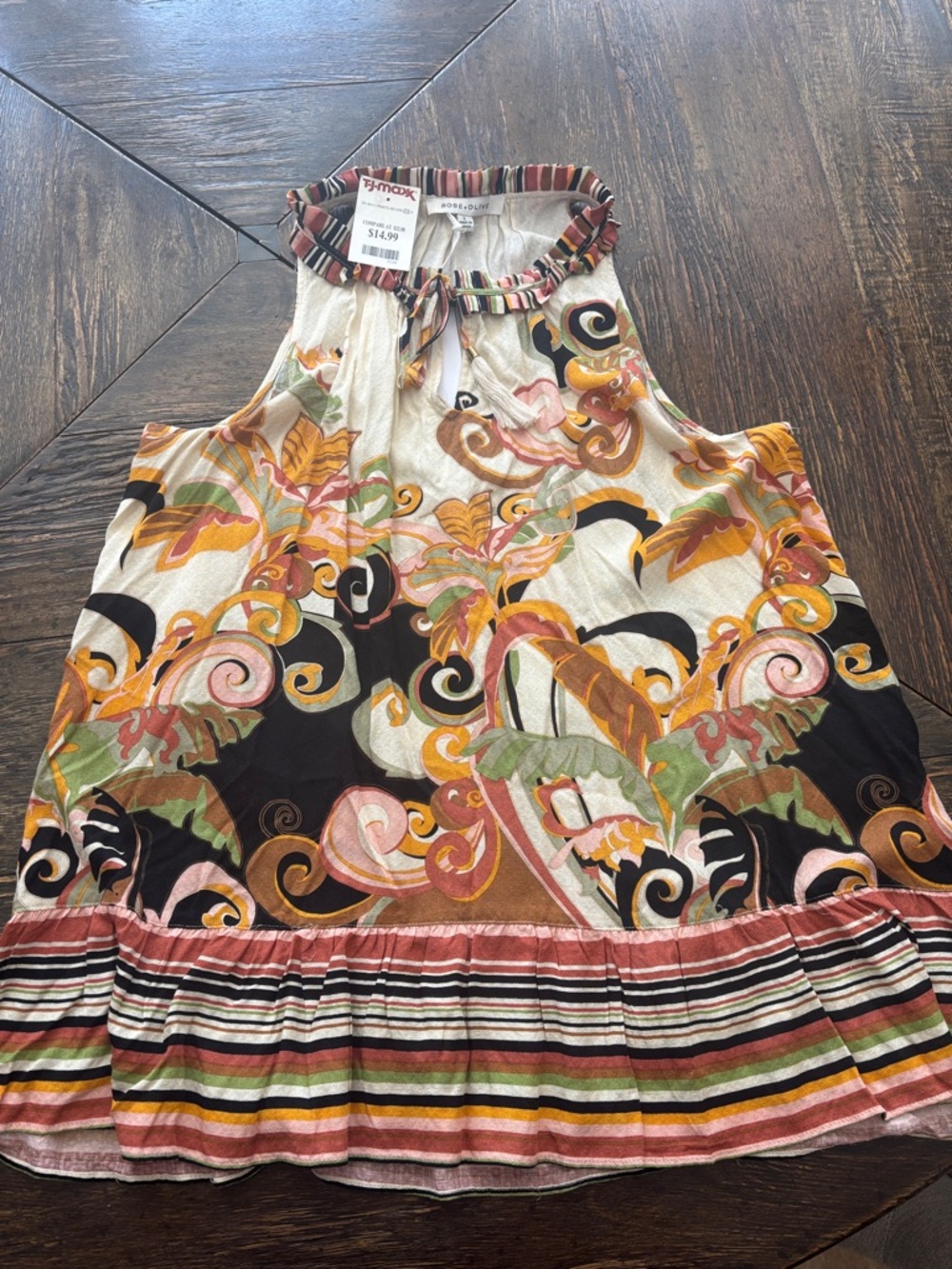 Sundance Catalog Multicolor Floral/patrerned Halter Top , Rose & Olive